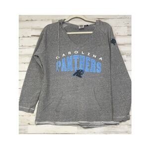 NFL Team Apparel Women's Carolina Panthers Rolled Hem Hoodie Sweatshirt Gray XL